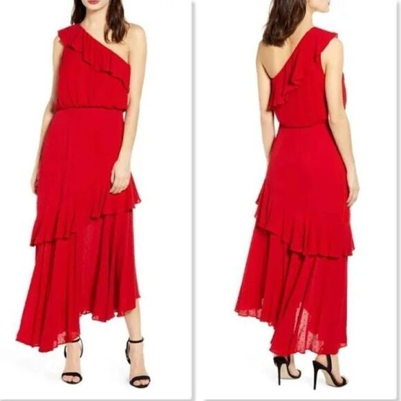 WAYF Red Ruffle Dress - Picture 2 of 14